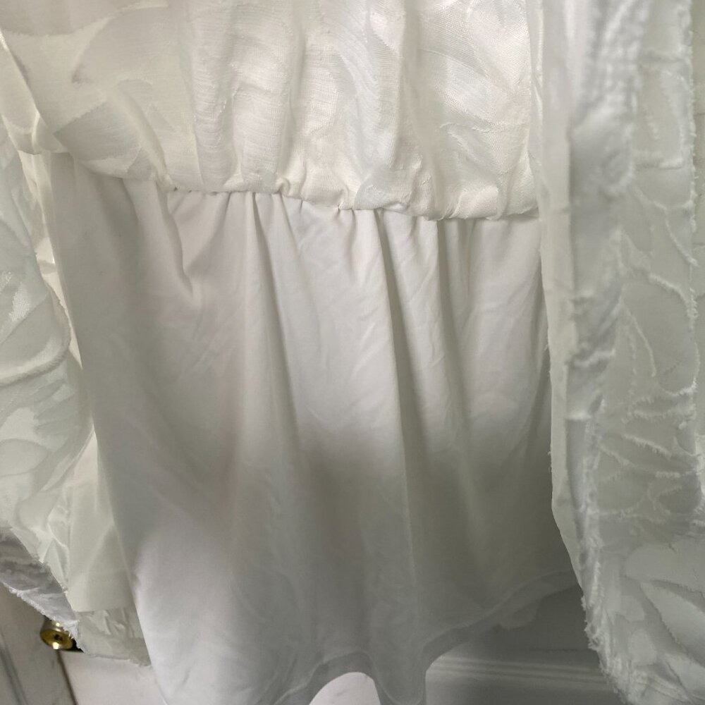 Lane Bryant White Off Shoulder Elastic Waist Semi-Sheer Top, Size 18/20 #278 - Picture 8 of 12